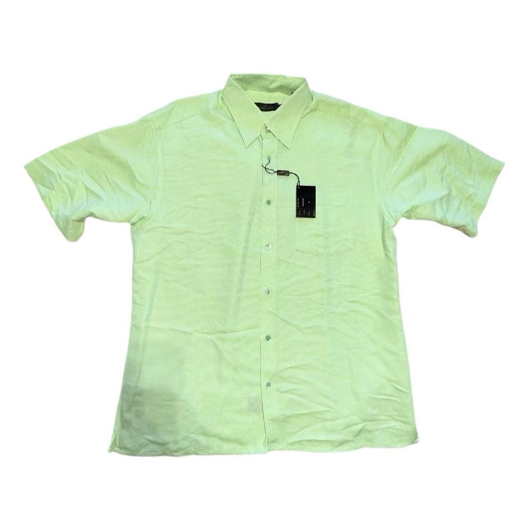Bugatchi NWT Men Business Casual Collared Shirt Mint Green Breathable Cooling XL